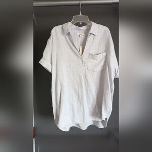 NWT Madewell inen-blend swenson popover shirt
